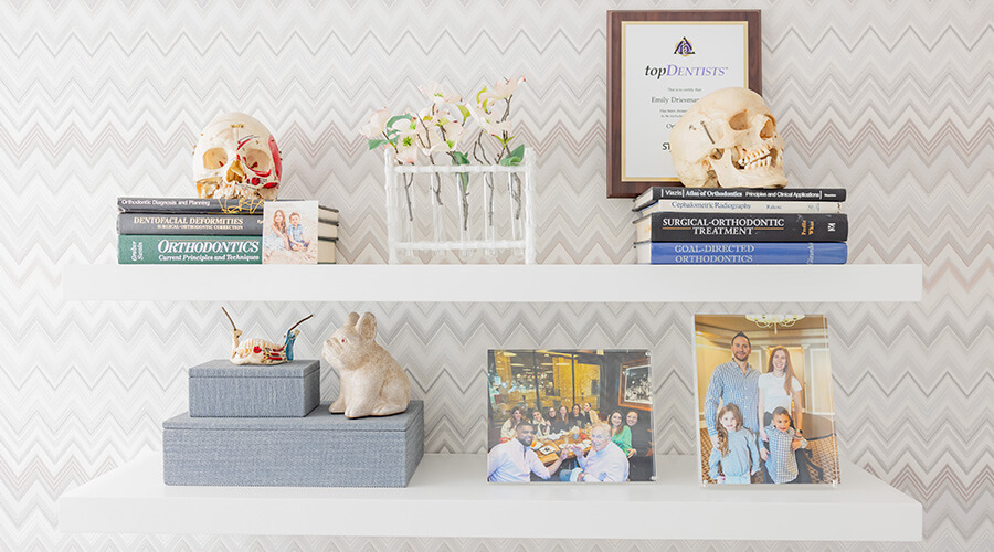 Office Shelving with Decorations